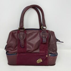 Schuler & Sons Anthropologie retro Burgundy Pebbled Leather Suede Doctor Bag